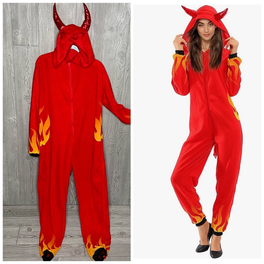 Era spooky devil fire flame Halloween costume red and orange devil cosplay xl
